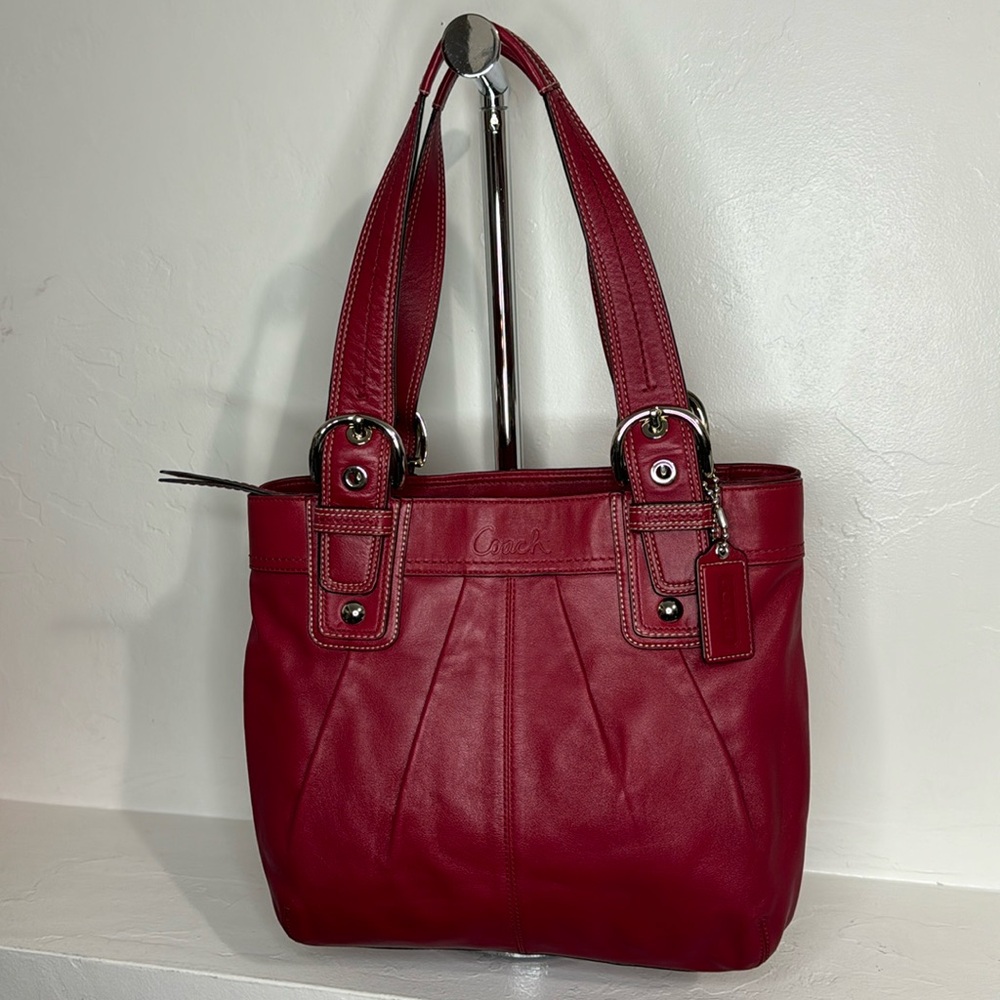 Coach SoHo red leather pleated shoulder bag F15045